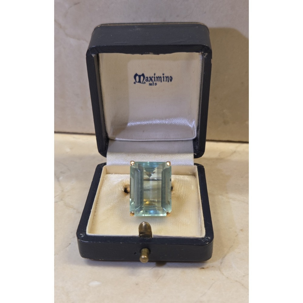1950s-60s  14k Yellow Gold Maximino Emerald‎ Cut Cocktail Ring Size 7 Brazilian - Picture 4 of 13